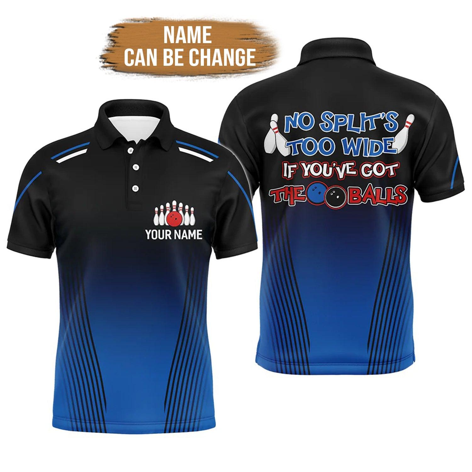 Bowling Custom Men Polo Shirt - Custom Funny Bowling Polo with Name, No Split's Too Wide Bowlers Personalized Bowling Polo Shirt - Perfect Gift For Friend, Family - Amzanimalsgift