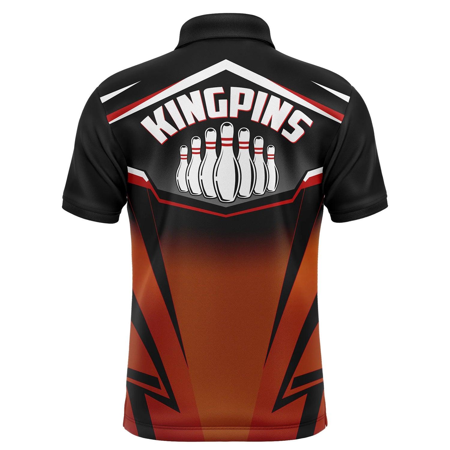 Bowling Custom Men Polo Shirt - Custom Kingpins Orange Polo Bowling Personalized Bowling Polo Shirt - Perfect Gift For Friend, Family - Amzanimalsgift