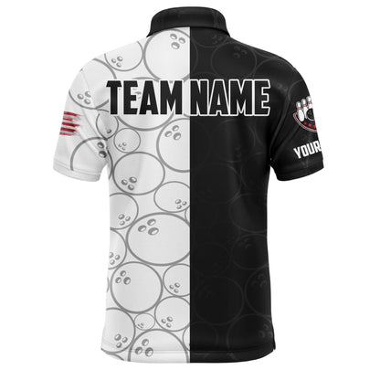 Bowling Custom Men Polo Shirt - Custom Name American Flag Personalized Bowling Polo Shirt - Gift For Friend, Family - Amzanimalsgift