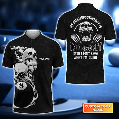 Bowling Custom Men Polo Shirt - Custom Name Black Skull Bowling Top Secret Personalized Bowling Polo Shirt - Perfect Gift For Friend, Family - Amzanimalsgift