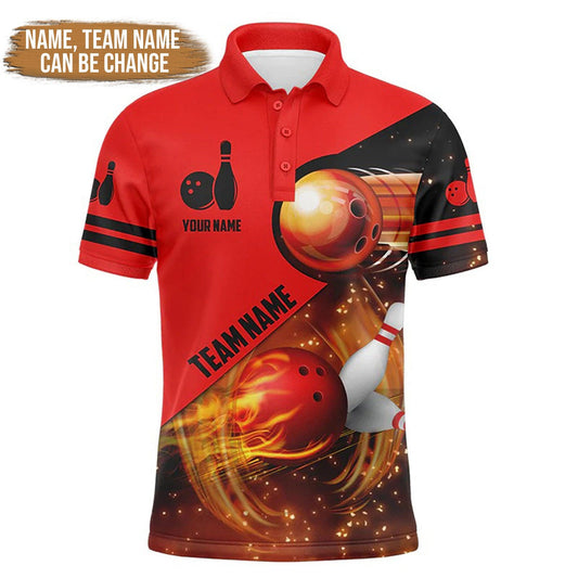 Bowling Custom Men Polo Shirt - Custom Name Bowling Heartbeat Team Bowlers Personalized Bowling Polo Shirt - Gift For Friend, Family - Amzanimalsgift