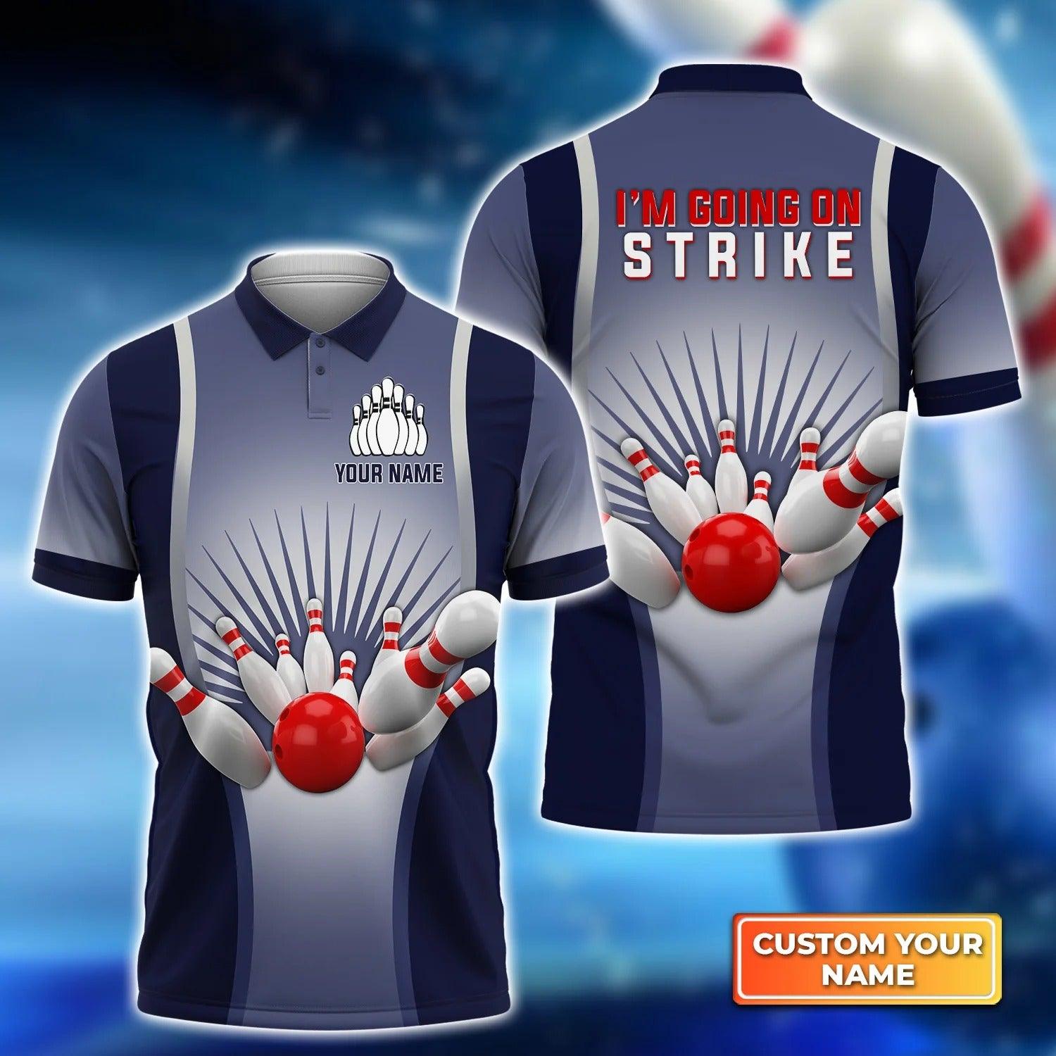 Bowling Custom Men Polo Shirt - Custom Name Bowling I'm Going On Strike Personalized Bowling Polo Shirt - Perfect Gift For Friend, Family - Amzanimalsgift