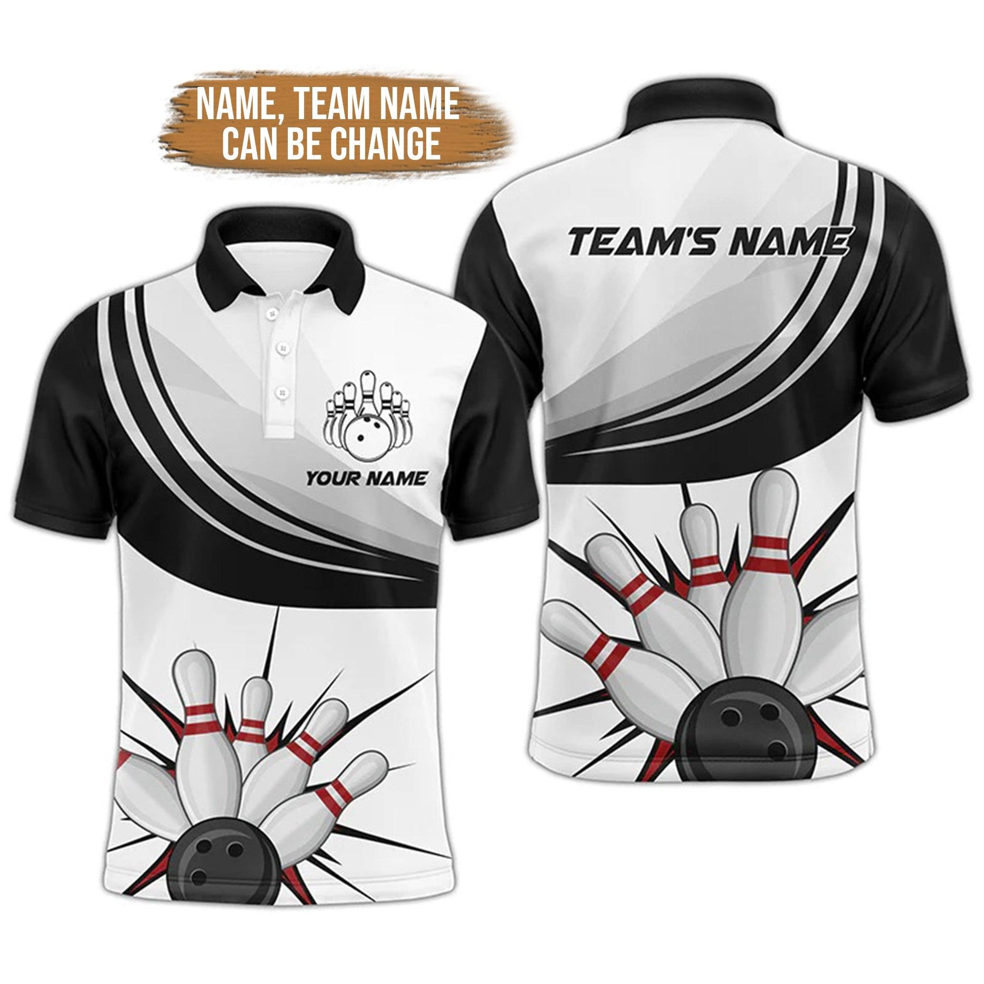 Bowling Custom Men Polo Shirt - Custom Name Bowling Personalized Bowling Polo Shirt - Gift For Friend, Family - Amzanimalsgift