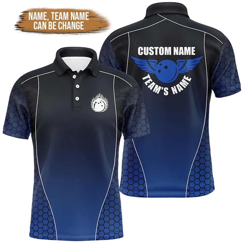 Bowling Custom Men Polo Shirt - Custom Name Bowling Polo Shirts, Flaming Bowling Ball Personalized Bowling Polo Shirt - Perfect Gift For Friend, Family - Amzanimalsgift