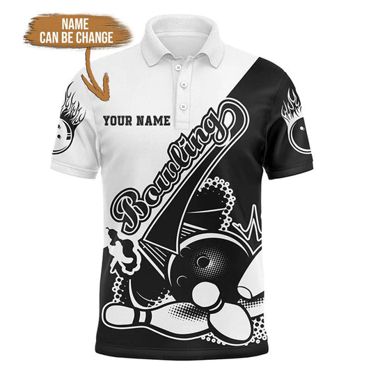 Bowling Custom Men Polo Shirt - Custom Name Bowling Strike Personalized Bowling Polo Shirt - Gift For Friend, Family - Amzanimalsgift