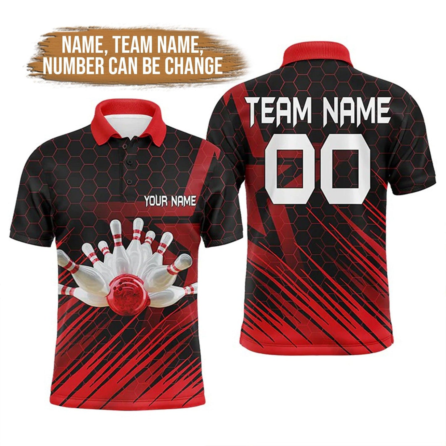 Bowling Custom Men Polo Shirt - Custom Name Bowling Team Personalized Bowling Polo Shirt - Perfect Gift For Friend, Family - Amzanimalsgift