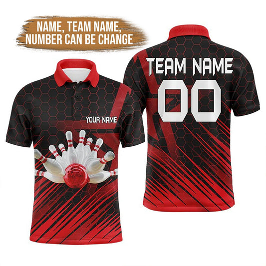 Bowling Custom Men Polo Shirt - Custom Name Bowling Team Personalized Bowling Polo Shirt - Perfect Gift For Friend, Family - Amzanimalsgift
