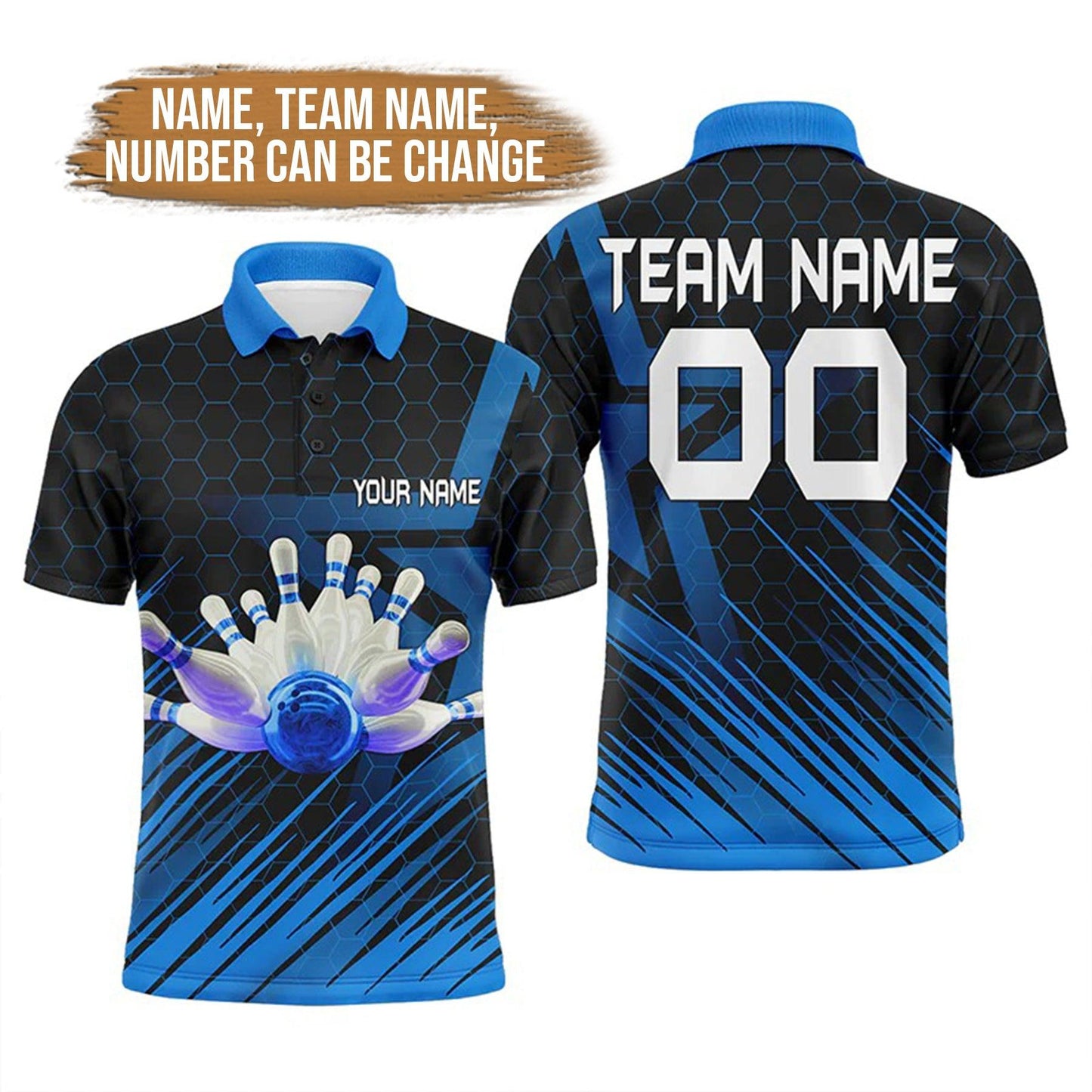 Bowling Custom Men Polo Shirt - Custom Name Bowling Team Personalized Bowling Polo Shirt - Perfect Gift For Friend, Family - Amzanimalsgift