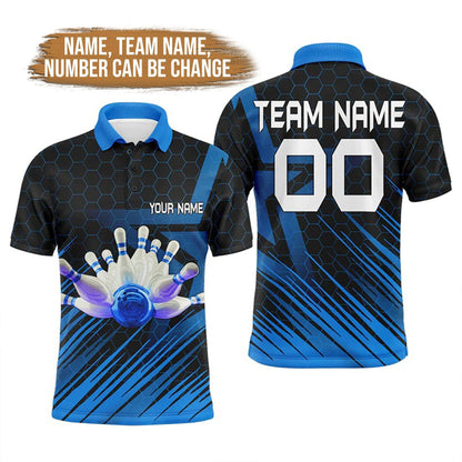 Bowling Custom Men Polo Shirt - Custom Name Bowling Team Personalized Bowling Polo Shirt - Perfect Gift For Friend, Family - Amzanimalsgift