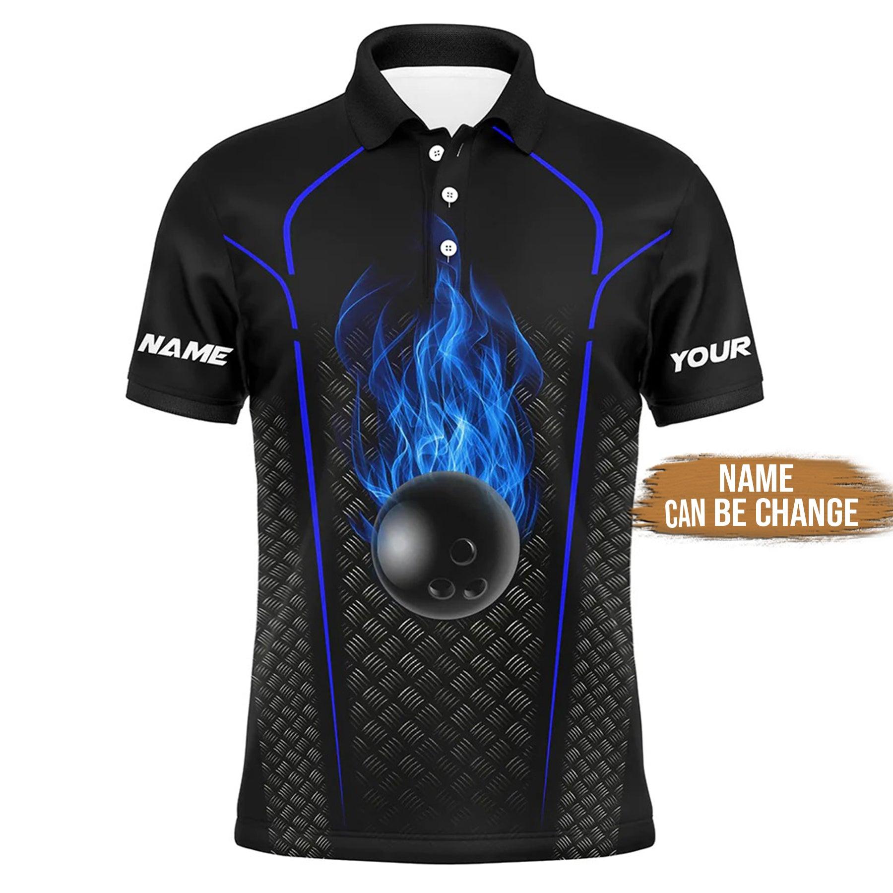 Bowling Custom Men Polo Shirt - Custom Name Bowling Team Shirt For men, Black Blue Personalized Bowling Polo Shirt - Perfect Gift For Friend, Family - Amzanimalsgift