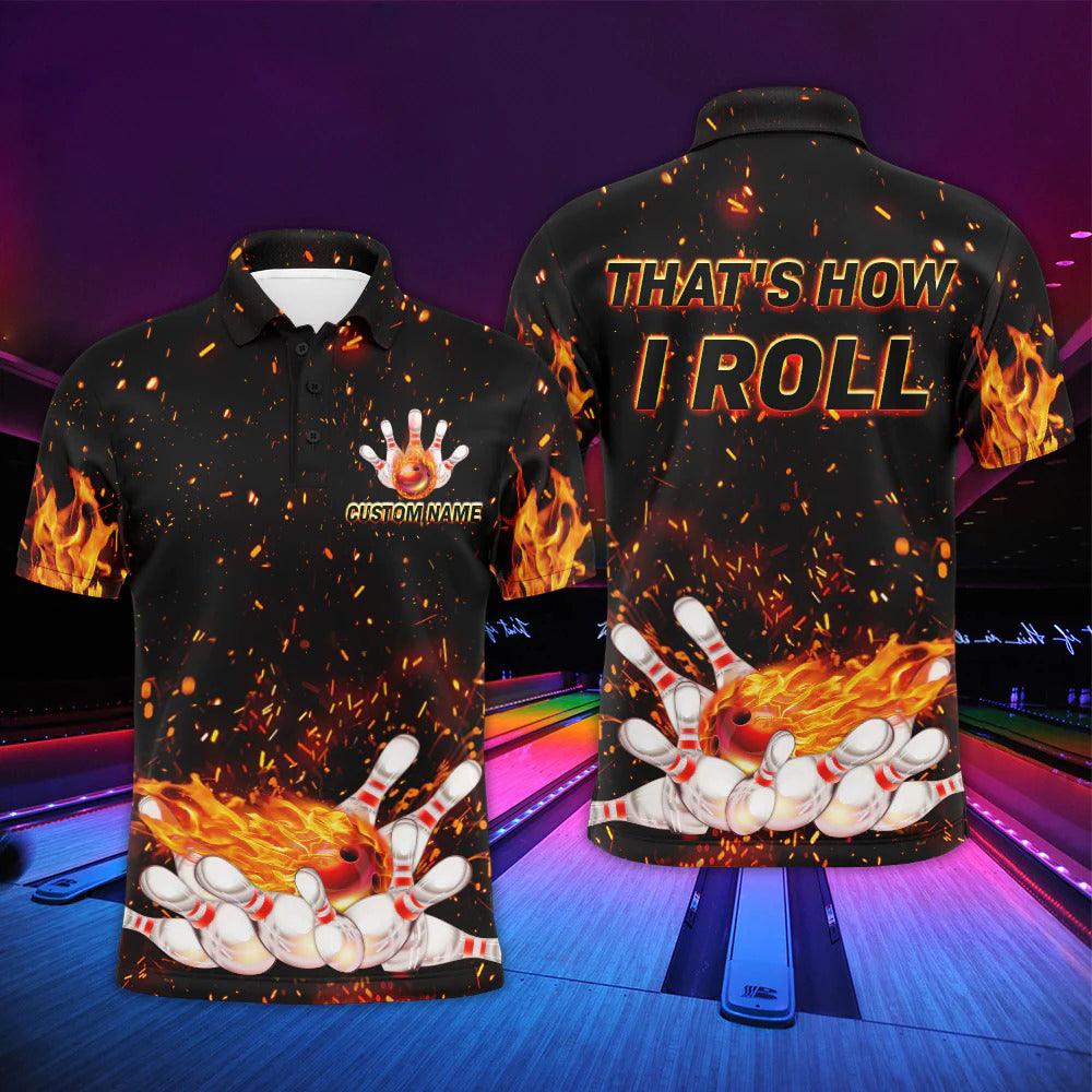 Bowling Custom Men Polo Shirt - Custom Name Bowling That's How I Roll Personalized Bowling Polo Shirt - Gift For Friend, Family - Amzanimalsgift