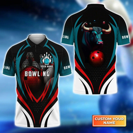 Bowling Custom Men Polo Shirt - Custom Name Eagle Bowling Team With Red Ball Personalized Bowling Polo Shirt - Perfect Gift For Friend, Family - Amzanimalsgift