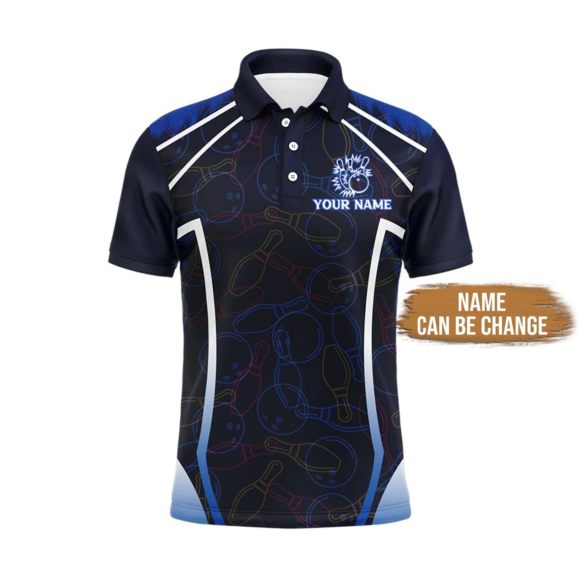 Bowling Custom Men Polo Shirt - Custom Name Funny Blue Bowling, Your Ball Will Be Right Back Personalized Bowling Polo Shirt - Perfect Gift For Friend, Family - Amzanimalsgift