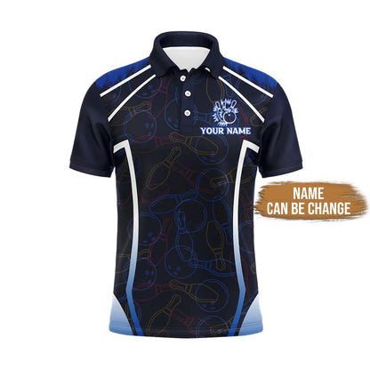 Bowling Custom Men Polo Shirt - Custom Name Funny Blue Bowling, Your Ball Will Be Right Back Personalized Bowling Polo Shirt - Perfect Gift For Friend, Family - Amzanimalsgift