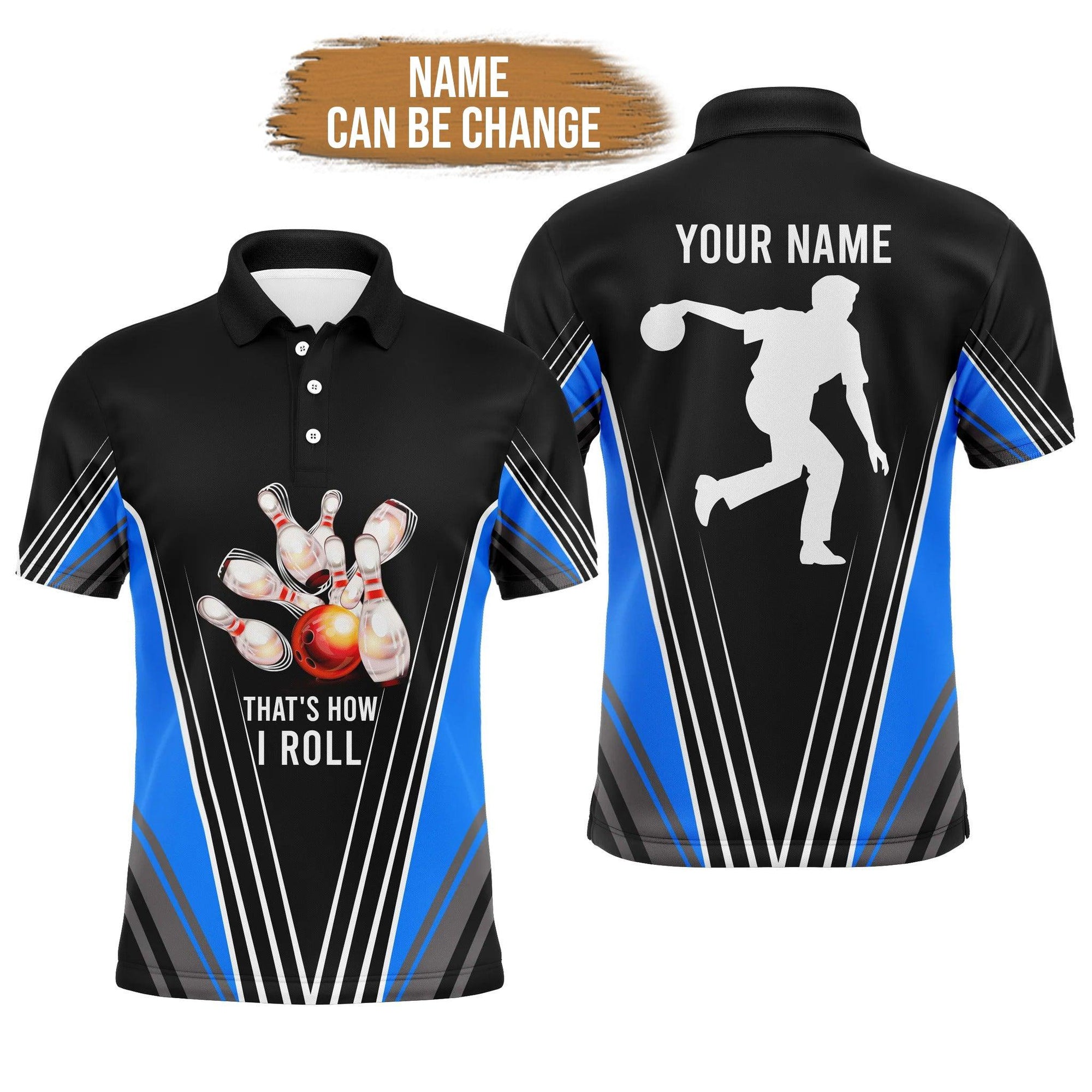 Bowling Custom Men Polo Shirt - Custom Name Funny Men's Polo Bowling Personalized Bowling Polo Shirt - Gift For Friend, Family - Amzanimalsgift