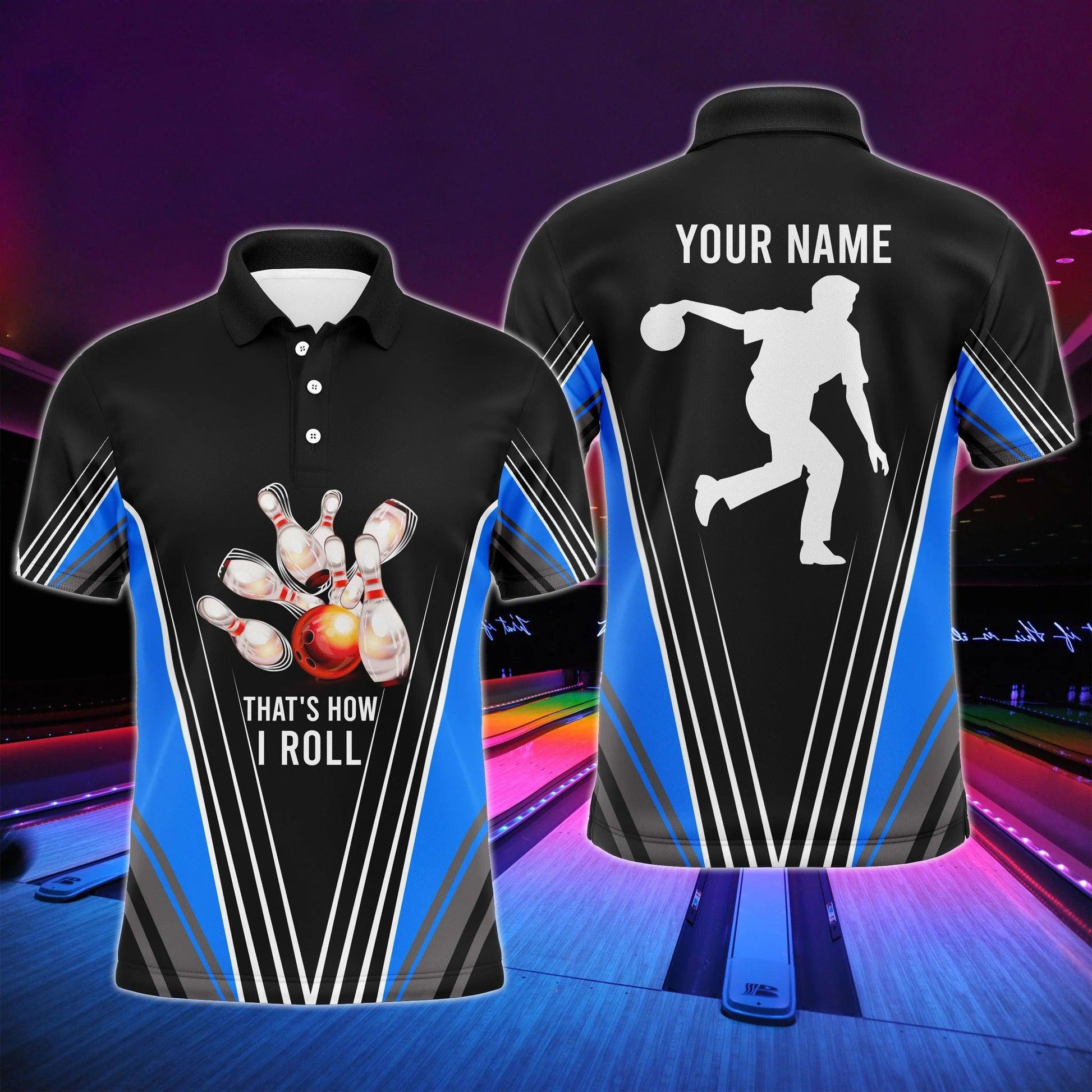 Bowling Custom Men Polo Shirt - Custom Name Funny Men's Polo Bowling Personalized Bowling Polo Shirt - Gift For Friend, Family - Amzanimalsgift