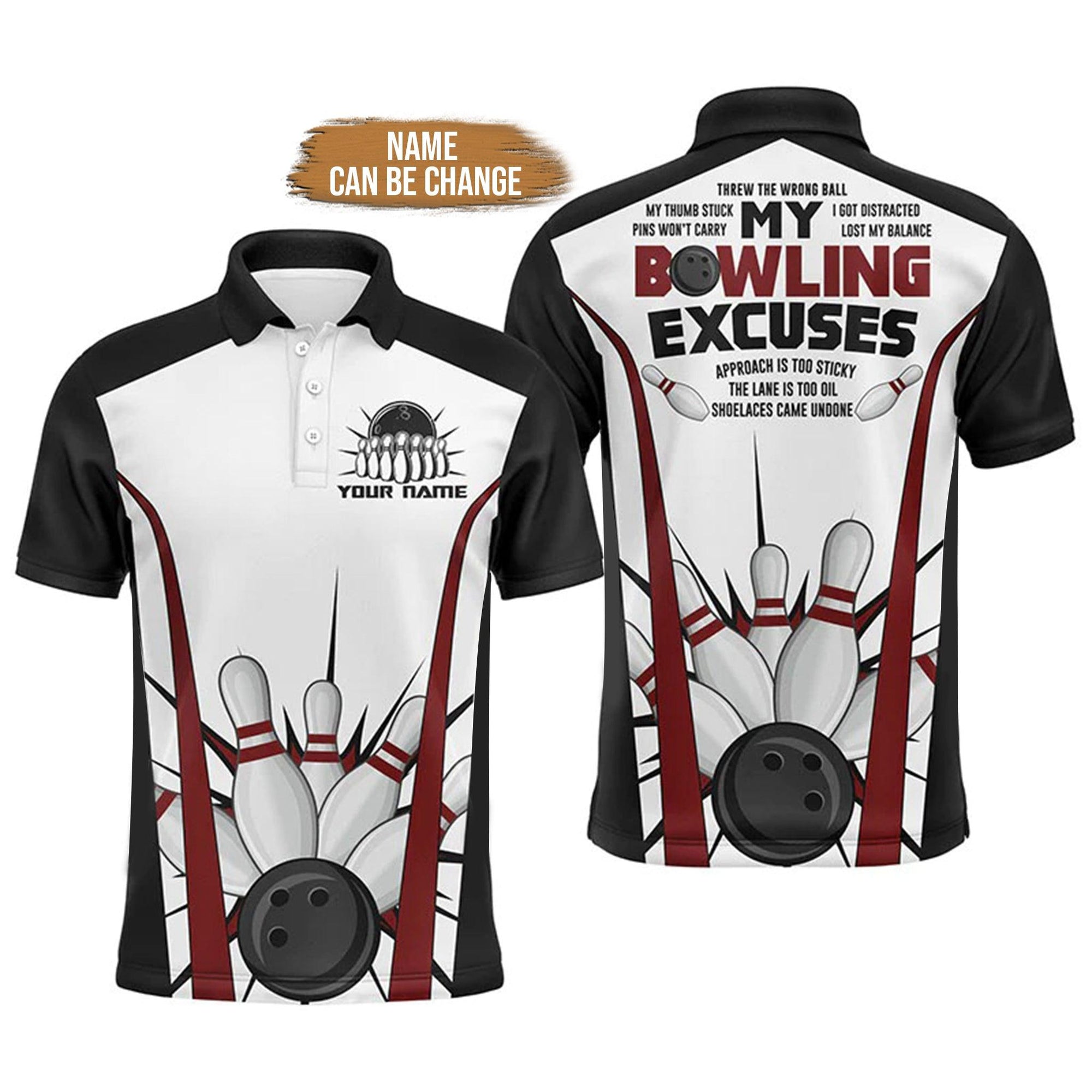 Bowling Custom Men Polo Shirt - Custom Name Funny Men's Polo Bowling Personalized Bowling Polo Shirt - Gift For Friend, Family - Amzanimalsgift