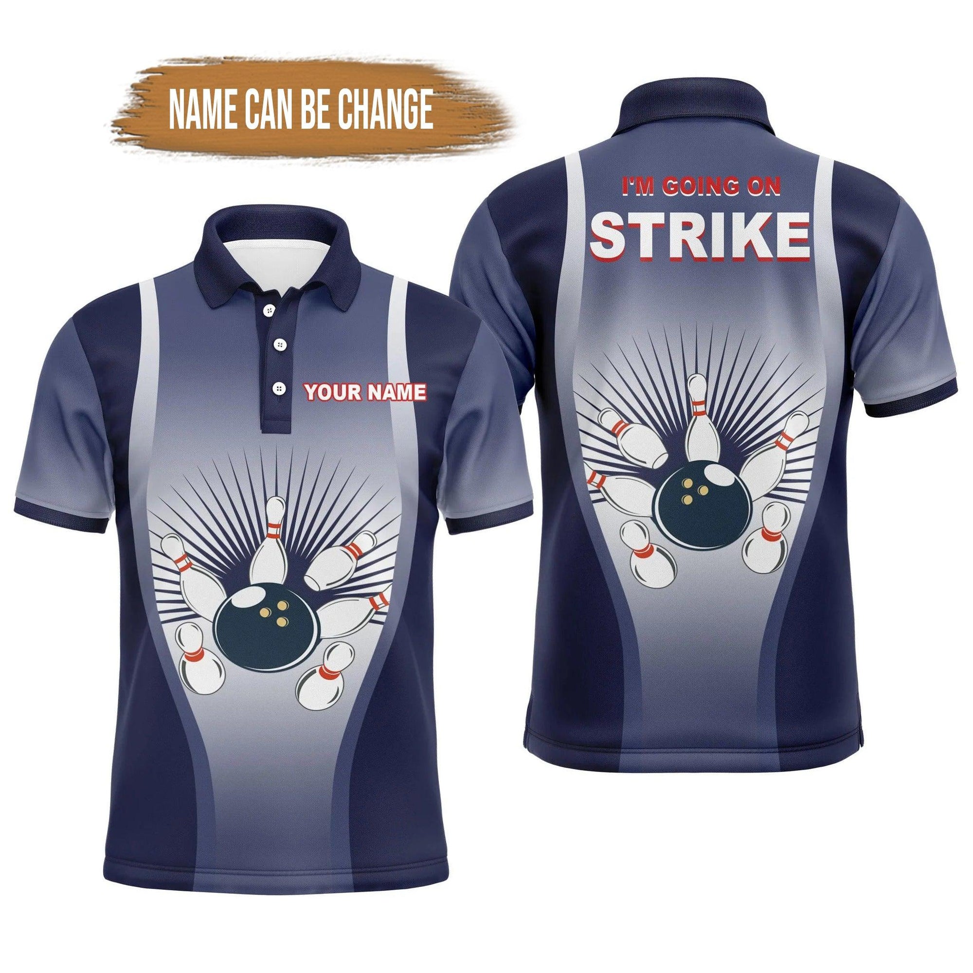 Bowling Custom Men Polo Shirt - Custom Name I'm Going on Strike Personalized Bowling Polo Shirt - Gift For Friend, Family - Amzanimalsgift