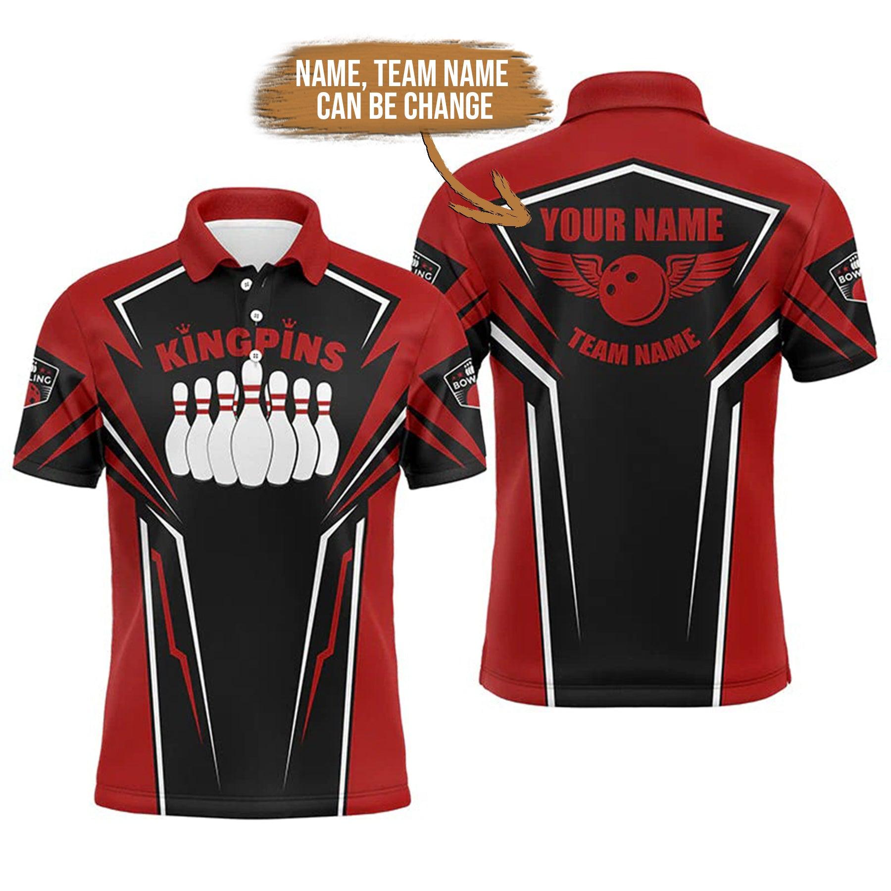 Bowling Custom Men Polo Shirt - Custom Name King Pins Bowling Team Personalized Bowling Polo Shirt - Gift For Friend, Family - Amzanimalsgift