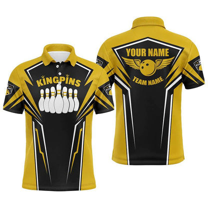 Bowling Custom Men Polo Shirt - Custom Name King Pins Bowling Team Personalized Bowling Polo Shirt - Gift For Friend, Family - Amzanimalsgift