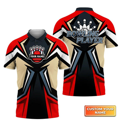 Bowling Custom Men Polo Shirt - Custom Name Mens Bowl Pin Personalized Bowling Polo Shirt - Perfect Gift For Friend, Family - Amzanimalsgift