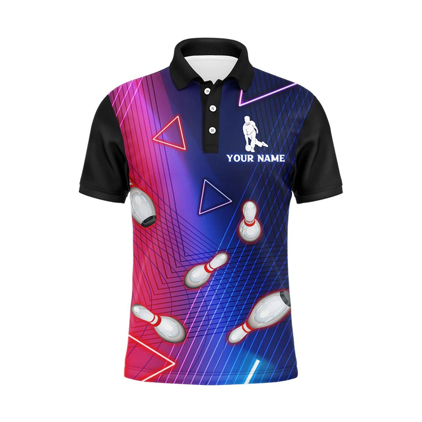 Bowling Custom Men Polo Shirt - Custom Name Navy Bowling Shirt For Men Personalized Bowling Polo Shirt - Perfect Gift For Friend, Family - Amzanimalsgift