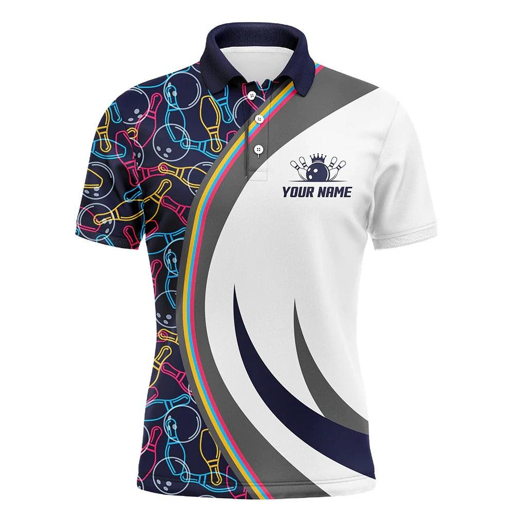 Bowling Custom Men Polo Shirt - Custom Name Navy Personalized Bowling Polo Shirt - Perfect Gift For Friend, Family - Amzanimalsgift