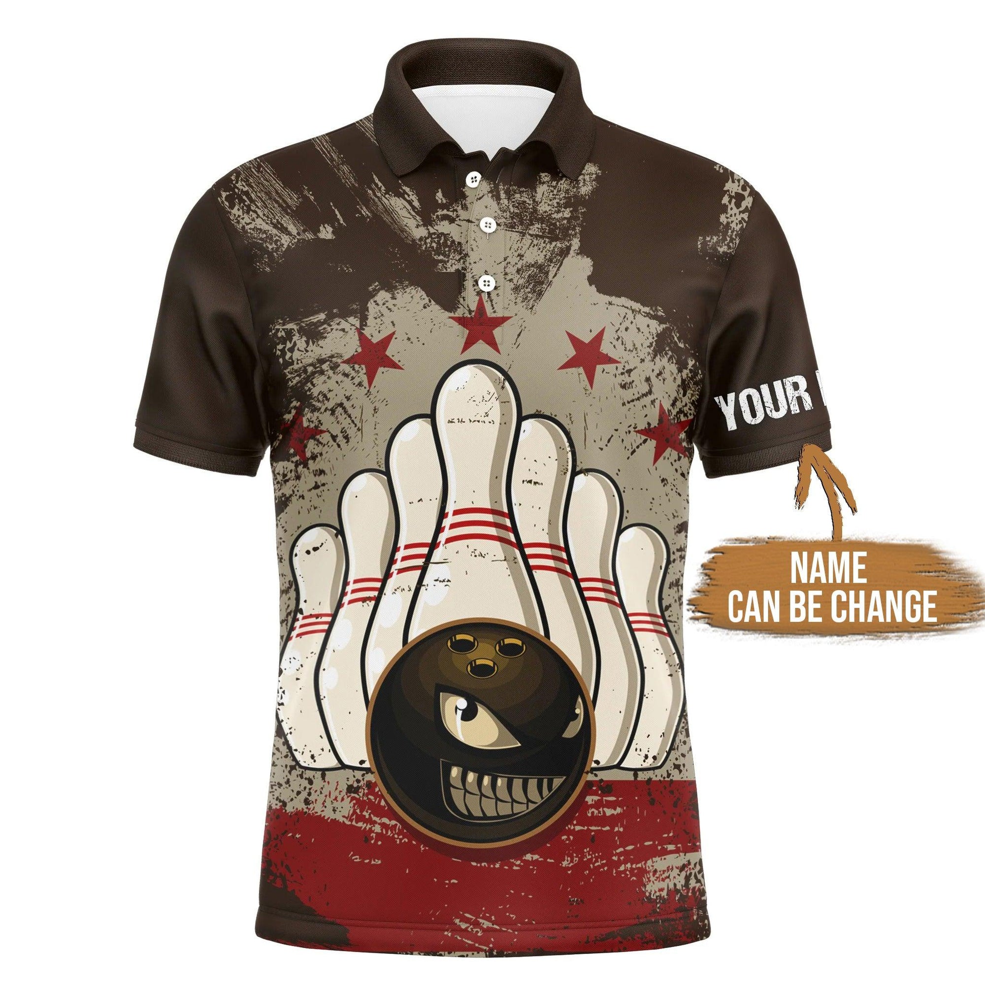 Bowling Custom Men Polo Shirt - Custom Name Retro Bowling Personalized Bowling Polo Shirt - Perfect Gift For Friend, Family - Amzanimalsgift