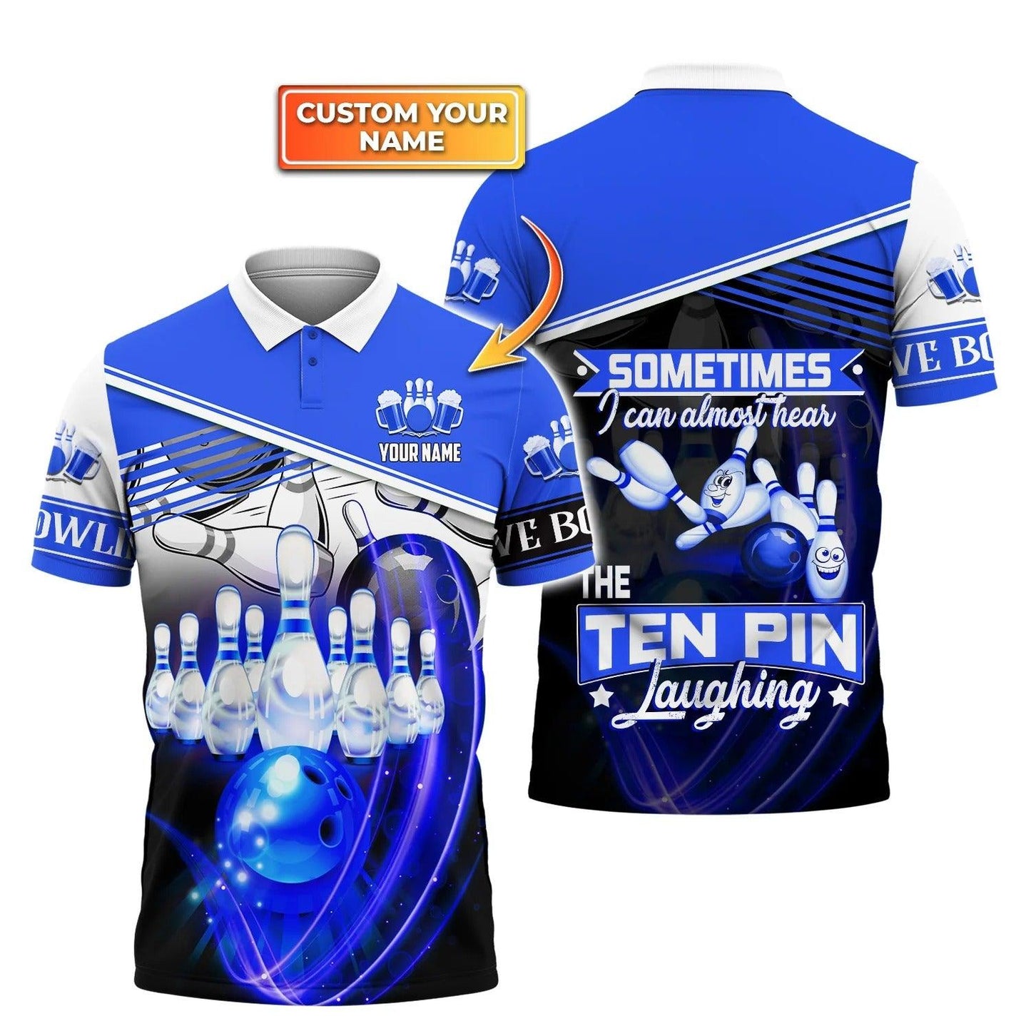 Bowling Custom Men Polo Shirt - Custom Name Sometime I Can Almost Hear The Ten Pin Laughing Personalized Bowling Polo Shirt - Perfect Gift For Friend, Family