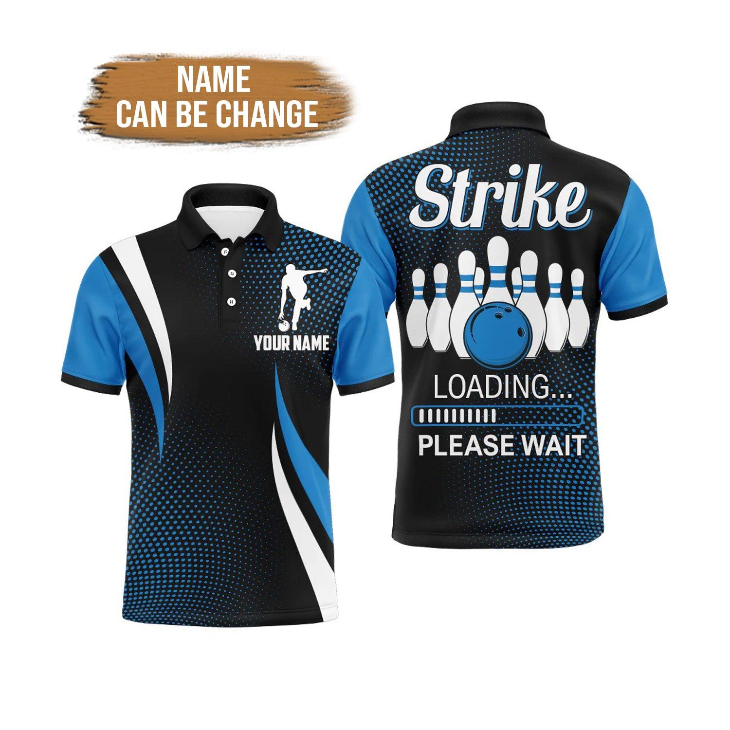 Bowling Custom Men Polo Shirt - Custom Name Strike Blue Polo Bowling Personalized Bowling Polo Shirt - Perfect Gift For Friend, Family - Amzanimalsgift