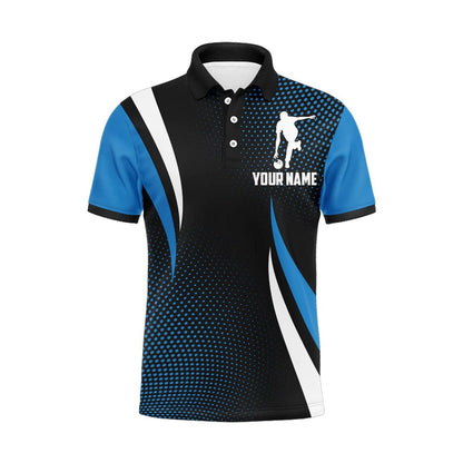 Bowling Custom Men Polo Shirt - Custom Name Strike Blue Polo Bowling Personalized Bowling Polo Shirt - Perfect Gift For Friend, Family - Amzanimalsgift