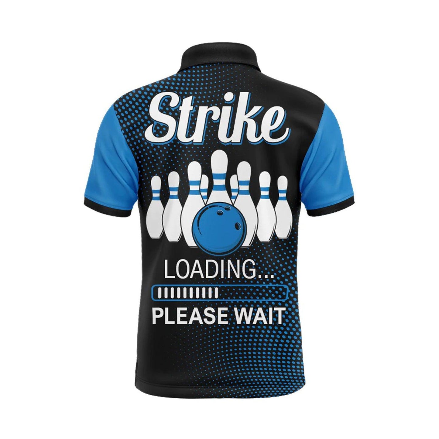 Bowling Custom Men Polo Shirt - Custom Name Strike Blue Polo Bowling Personalized Bowling Polo Shirt - Perfect Gift For Friend, Family - Amzanimalsgift
