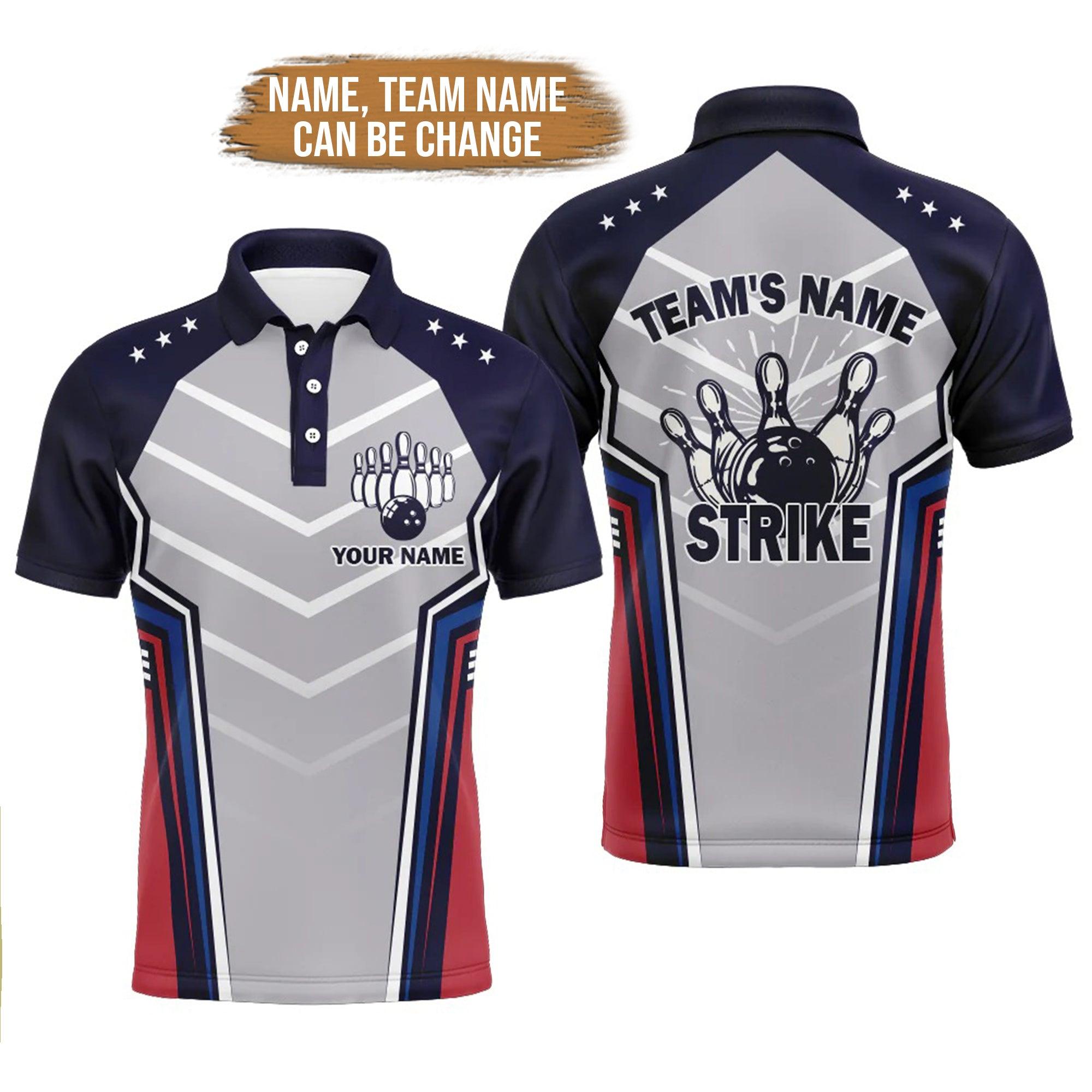 Bowling Custom Men Polo Shirt - Custom Name Strike Custom Bowling Shirt for Men Personalized Bowling Polo Shirt - Perfect Gift For Friend, Family - Amzanimalsgift