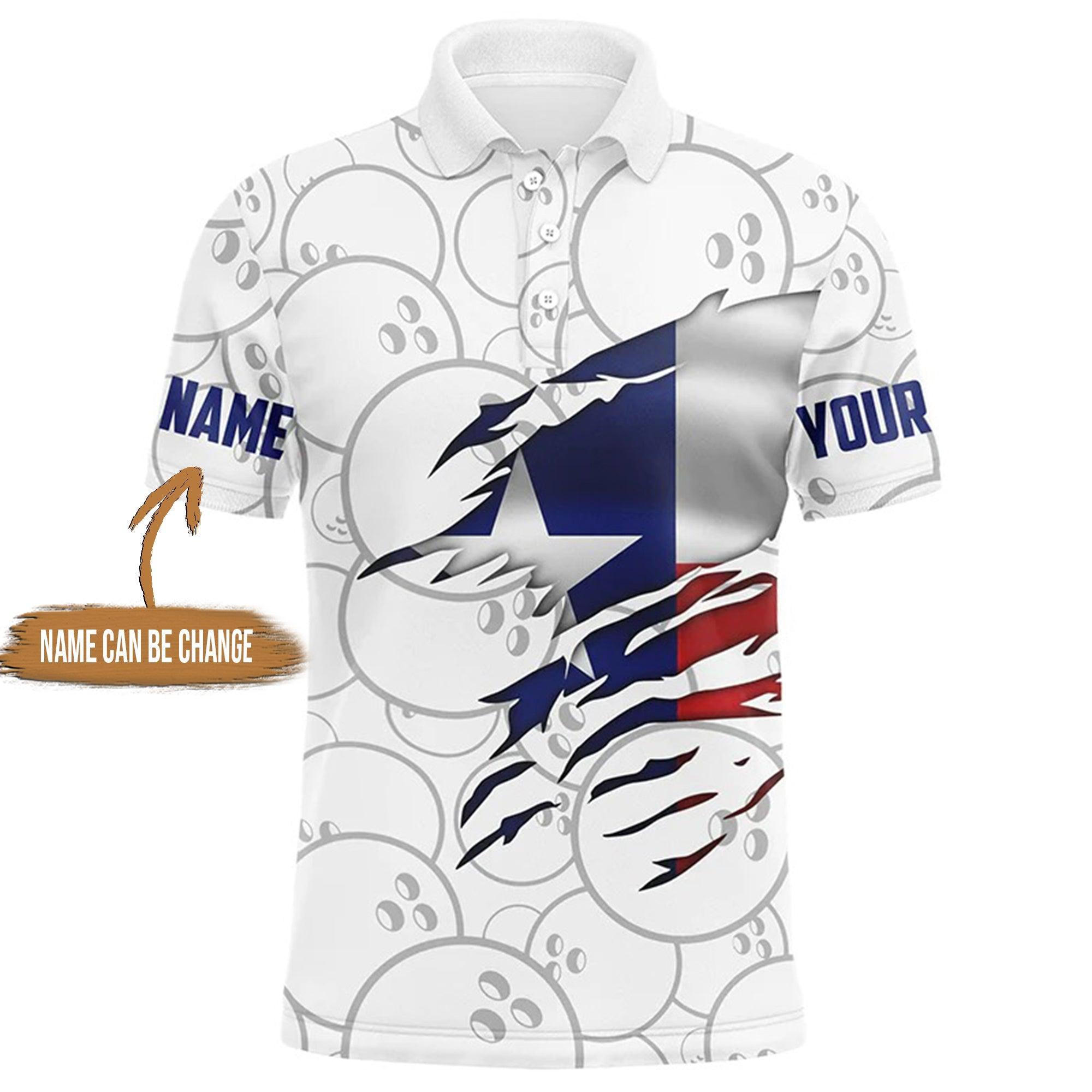Bowling Custom Men Polo Shirt - Custom Name Texas flag Bowling Personalized Bowling Polo Shirt - Perfect Gift For Friend, Family - Amzanimalsgift