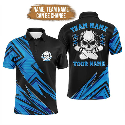 Bowling Custom Men Polo Shirt - Custom Skull Bowling, Skull Bowling Team Personalized Bowling Polo Shirt - Perfect Gift For Friend, Family - Amzanimalsgift