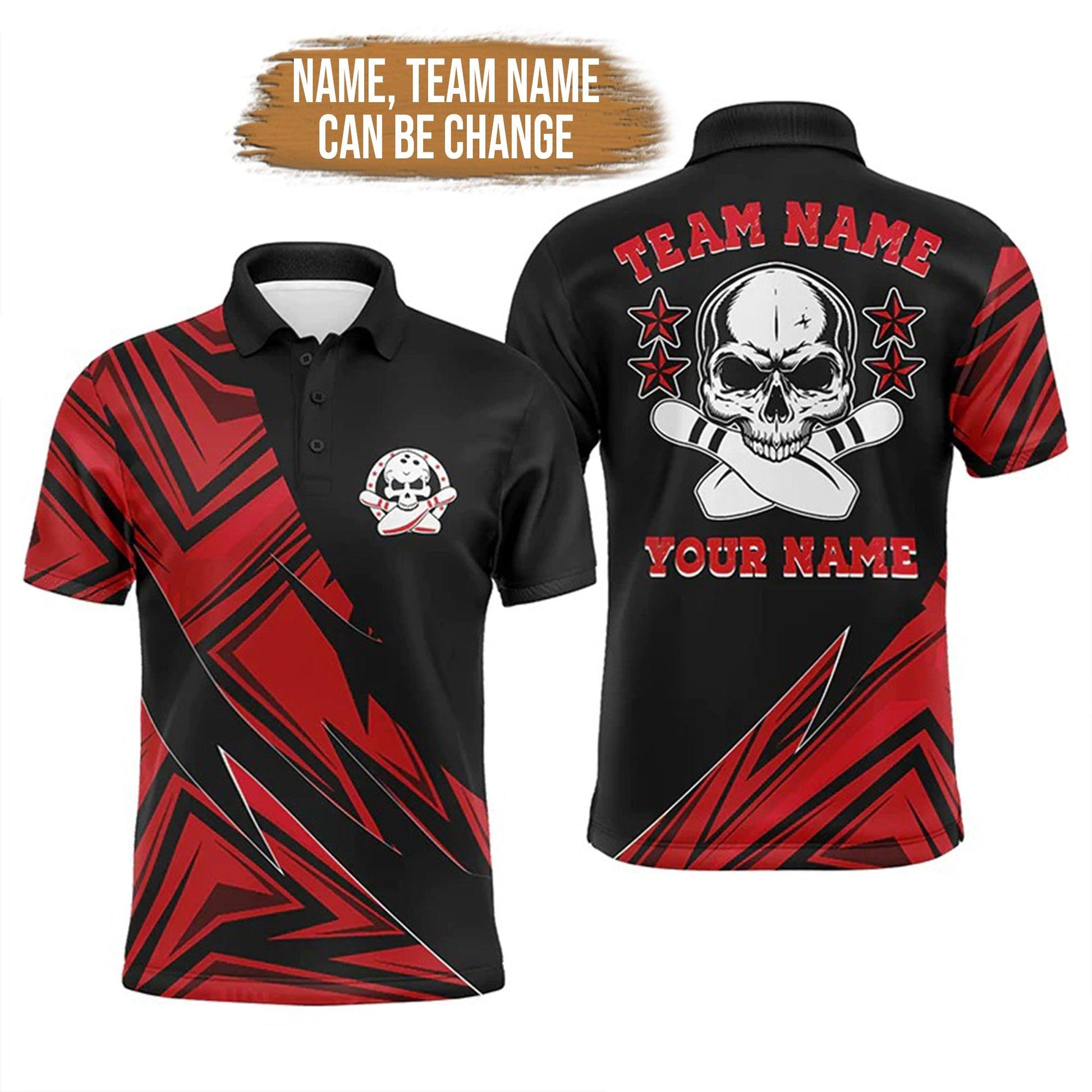 Bowling Custom Men Polo Shirt - Custom Skull Bowling, Skull Bowling Team Personalized Bowling Polo Shirt - Perfect Gift For Friend, Family - Amzanimalsgift
