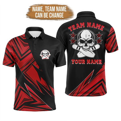 Bowling Custom Men Polo Shirt - Custom Skull Bowling, Skull Bowling Team Personalized Bowling Polo Shirt - Perfect Gift For Friend, Family - Amzanimalsgift