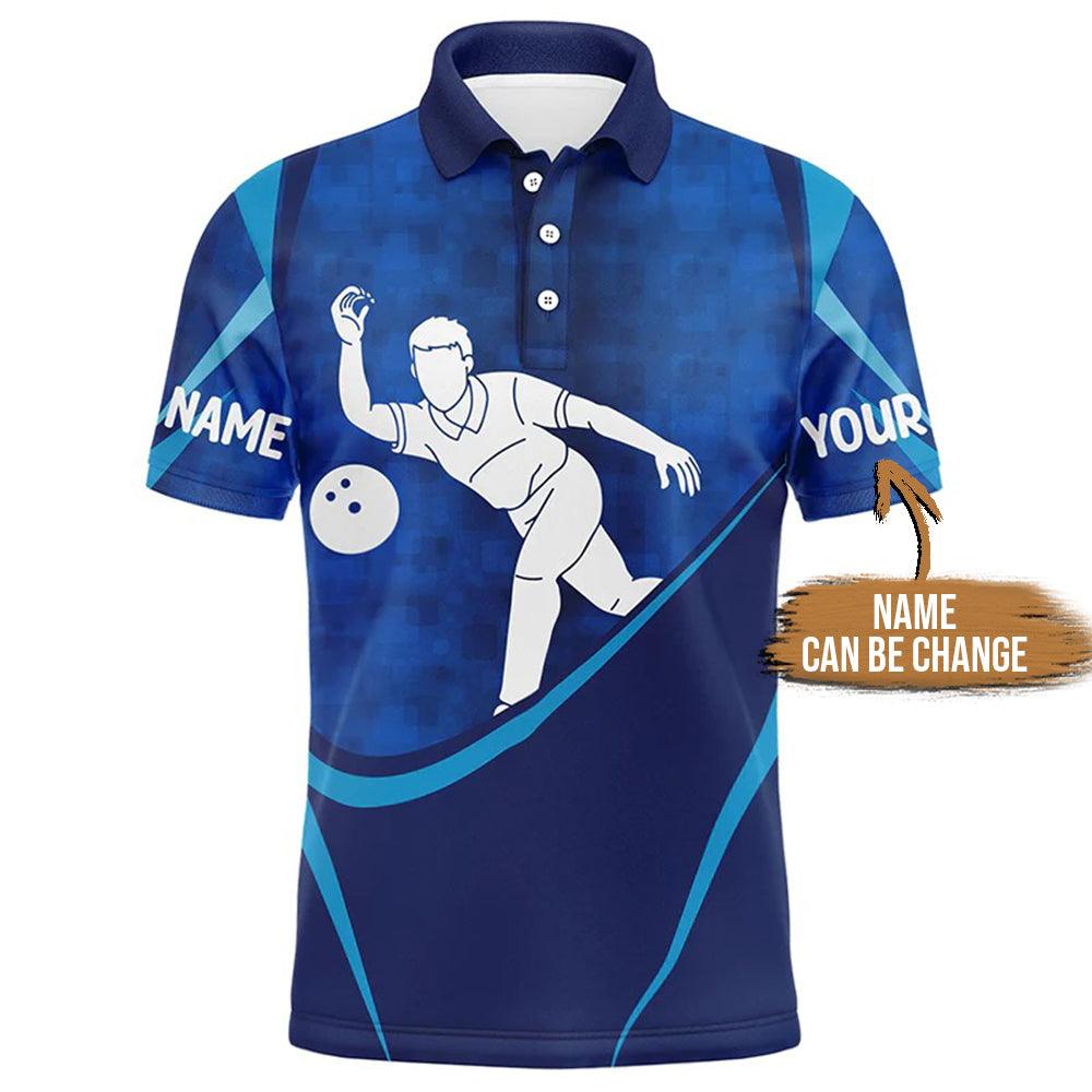 Bowling Custom Men Polo Shirt - Customized Name Men's Blue Personalized Bowling Polo Shirt - Perfect Gift For Friend, Family - Amzanimalsgift