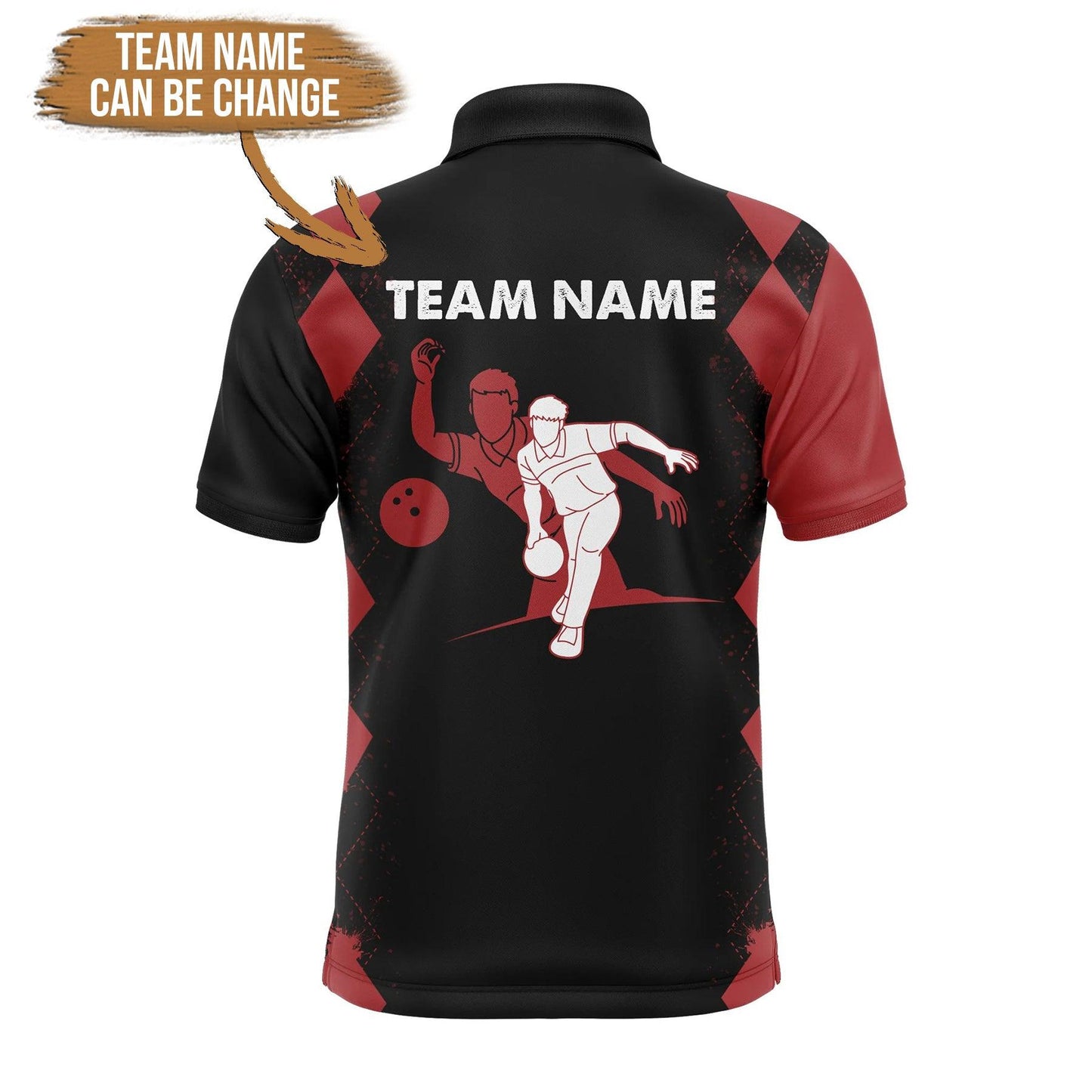 Bowling Custom Men Polo Shirt - Red & Black Bowler Team Personalized Bowling Polo Shirt - Gift For Friend, Family - Amzanimalsgift