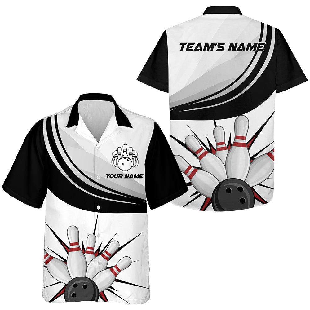 Bowling Custom Name And Team Name Hawaiian Shirt, Bowling Balls And Pins Personalized Hawaiian Shirts For Men Women, Team, Bowling Lovers, Bowlers - Amzanimalsgift