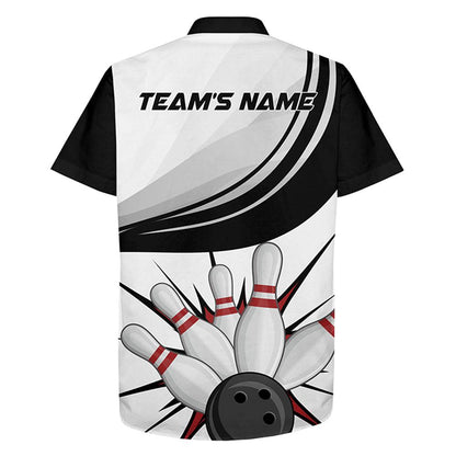 Bowling Custom Name And Team Name Hawaiian Shirt, Bowling Balls And Pins Personalized Hawaiian Shirts For Men Women, Team, Bowling Lovers, Bowlers - Amzanimalsgift