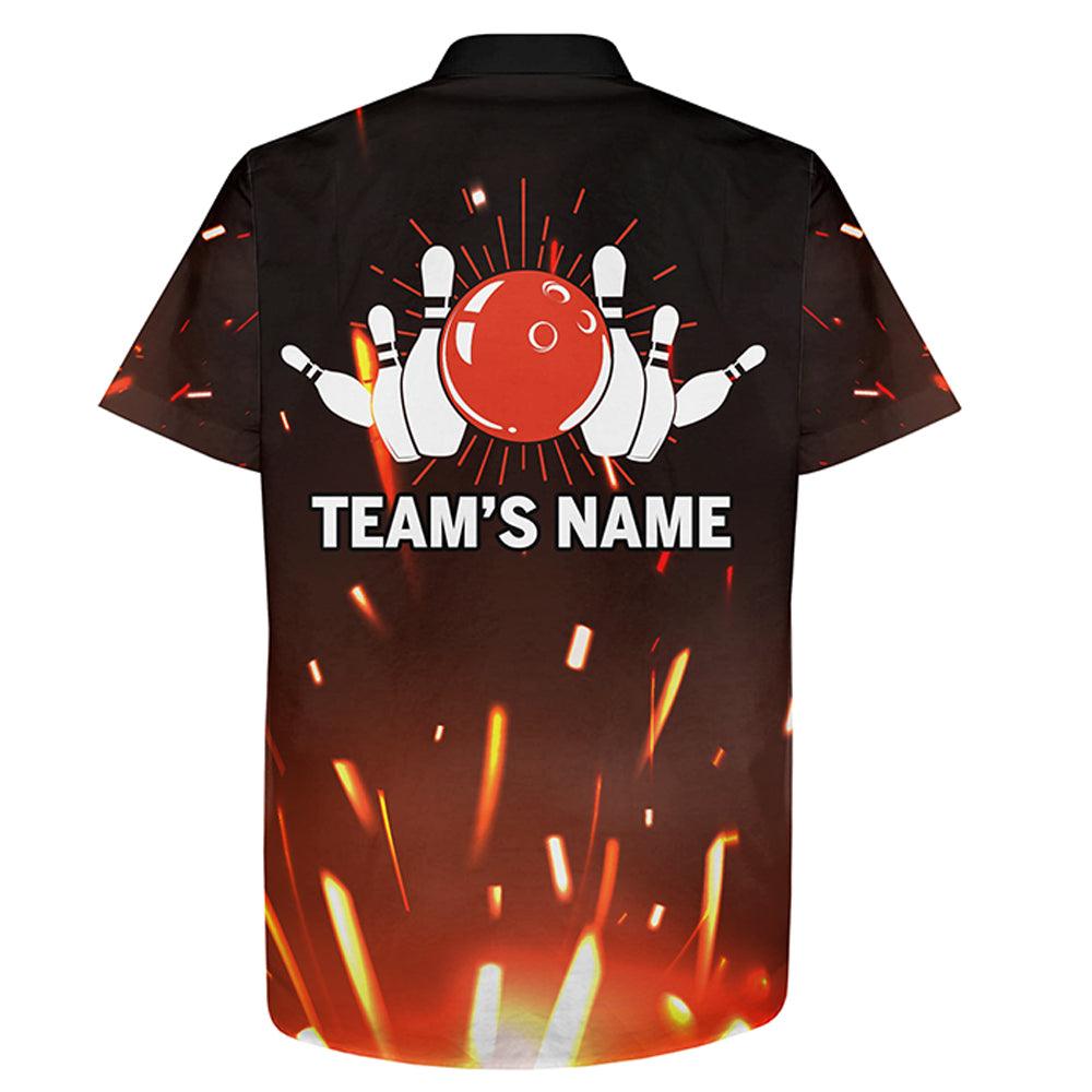 Bowling Custom Name And Team Name Hawaiian Shirt, Flame Bowling Ball and Pins Personalized Hawaiian Shirts For Men Women, Bowling Lovers, Bowlers - Amzanimalsgift