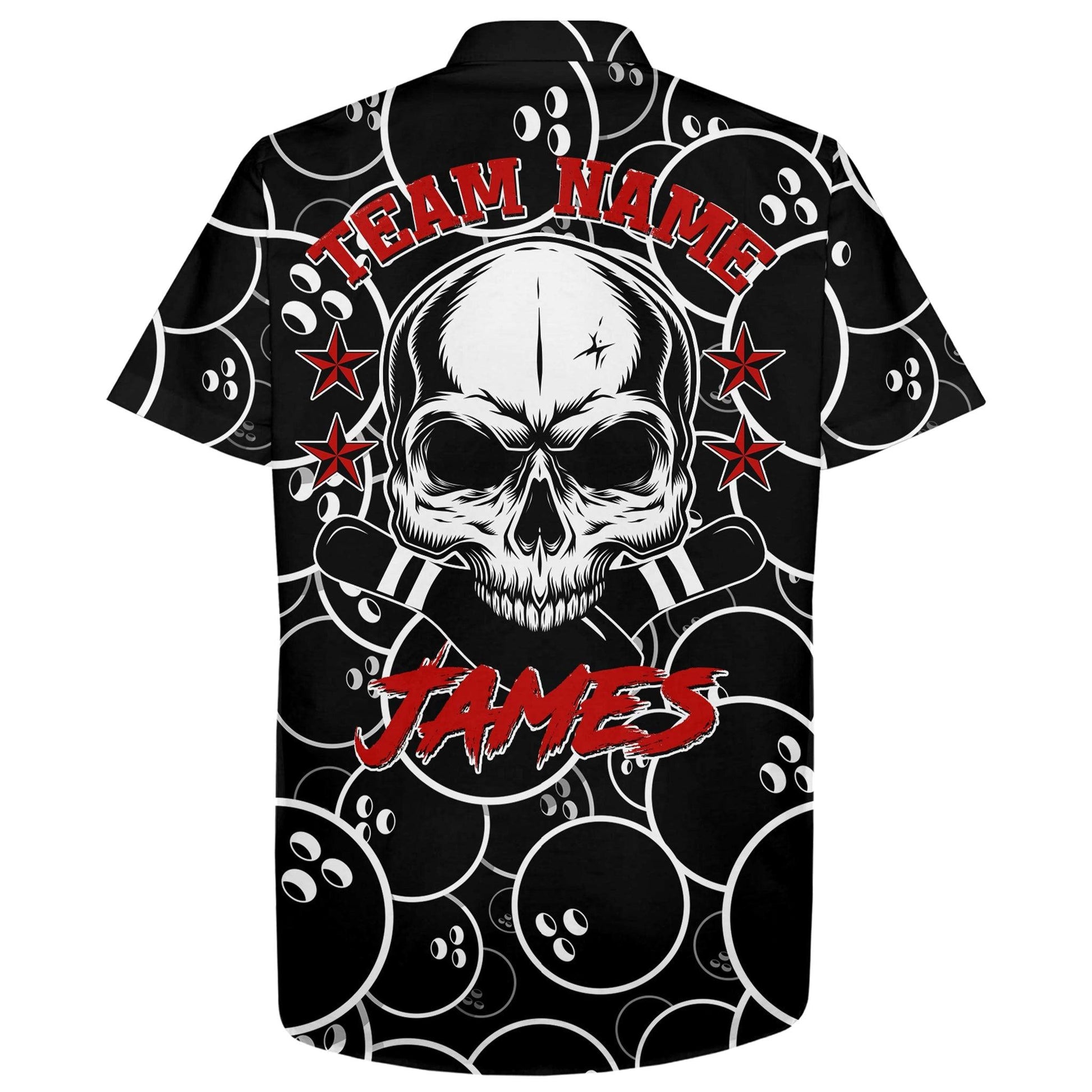 Bowling Custom Name And Team Name Hawaiian Shirt, Flame Skull Bowling Ball Pins Personalized Hawaiian Shirts For Men Women, Bowling Lovers, Bowlers - Amzanimalsgift