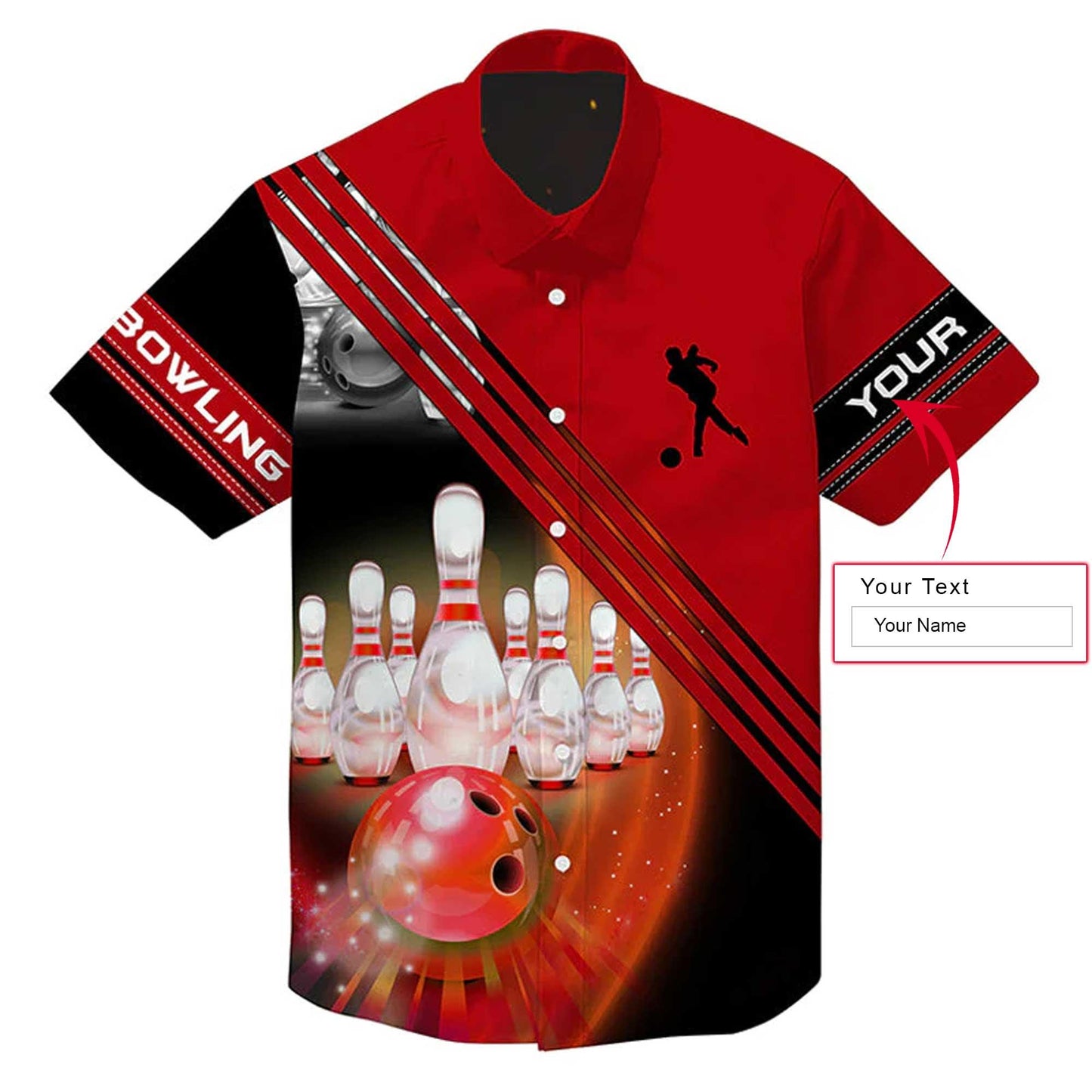 Bowling Custom Name Hawaiian Shirt, Bowling Ball And Pins Personalized Hawaiian Shirts For Men Women, Bowling Lovers, Team, Bowlers - Amzanimalsgift