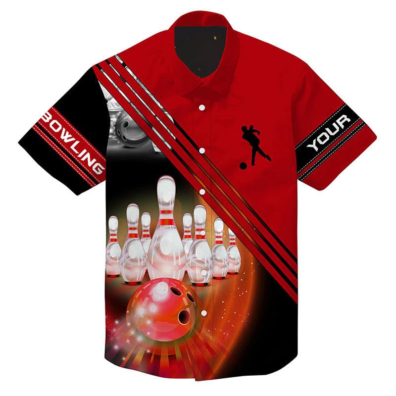 Bowling Custom Name Hawaiian Shirt, Bowling Ball And Pins Personalized Hawaiian Shirts For Men Women, Bowling Lovers, Team, Bowlers - Amzanimalsgift
