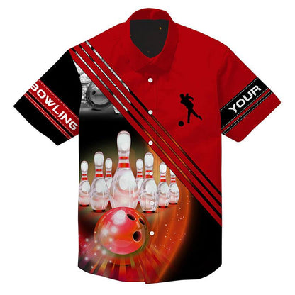 Bowling Custom Name Hawaiian Shirt, Bowling Ball And Pins Personalized Hawaiian Shirts For Men Women, Bowling Lovers, Team, Bowlers - Amzanimalsgift
