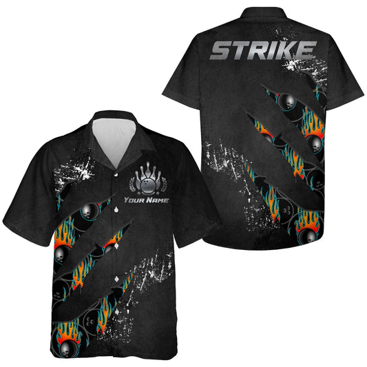 Bowling Custom Name Hawaiian Shirt, Cool Strike Bowling Personalized Hawaiian Shirts For Men Women, Team, Bowling Lovers, Bowlers - Amzanimalsgift