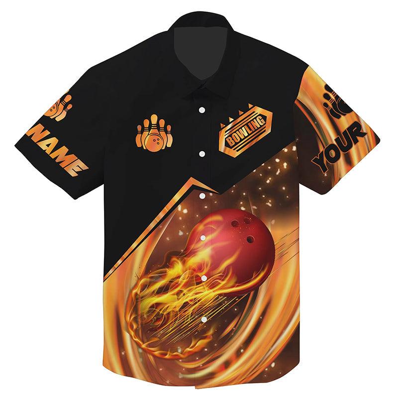 Bowling Custom Name Hawaiian Shirt, Flame Bowling Personalized Hawaiian Shirts For Men Women, Bowling Lovers, Team, Bowlers - Amzanimalsgift