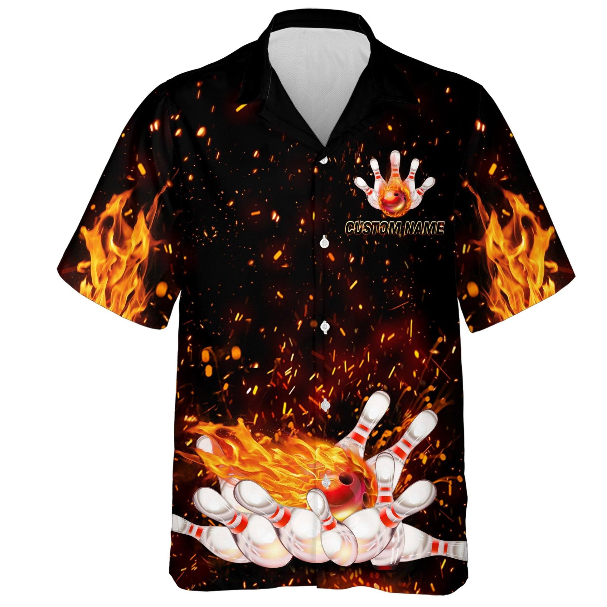 Bowling Custom Name Hawaiian Shirt, Flames Bowling That's How I Roll Personalized Hawaiian Shirts For Men Women, Team, Bowling Lovers, Bowlers - Amzanimalsgift