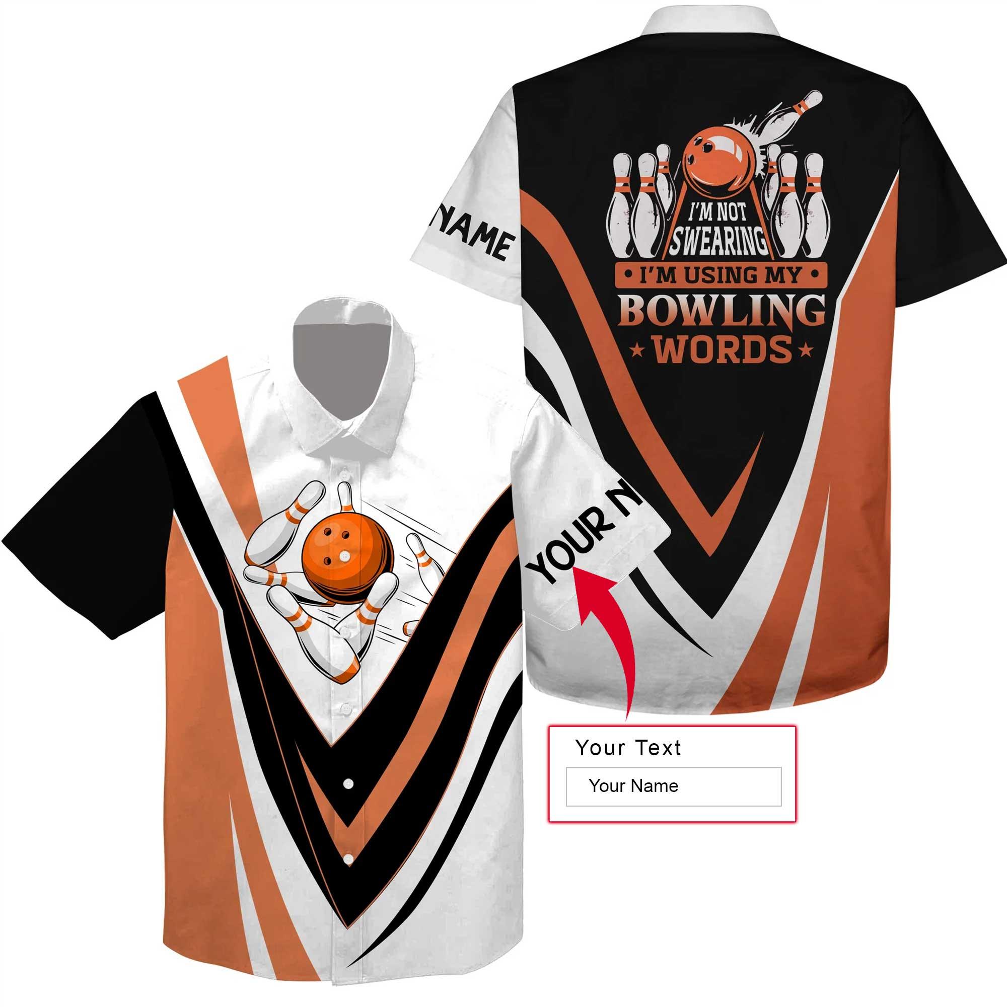 Bowling Custom Name Hawaiian Shirt, I'm Not Swearing, I'm Using My Bowling Words, Bowling Personalized Hawaiian Shirts For Men Women, Bowling Lovers - Amzanimalsgift